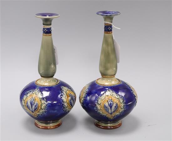 A pair of Royal Doulton stoneware bottle vases, early 20th century, H. 26.5cm